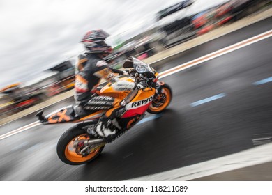 CHESTE - NOVEMBER 9: Marc Marquez during MOTOGP of the Comunitat Valenciana, on November 9, 2012, in Ricardo Tormo Circuit of Cheste, Valencia, Spain - Shutterstock ID 118211089