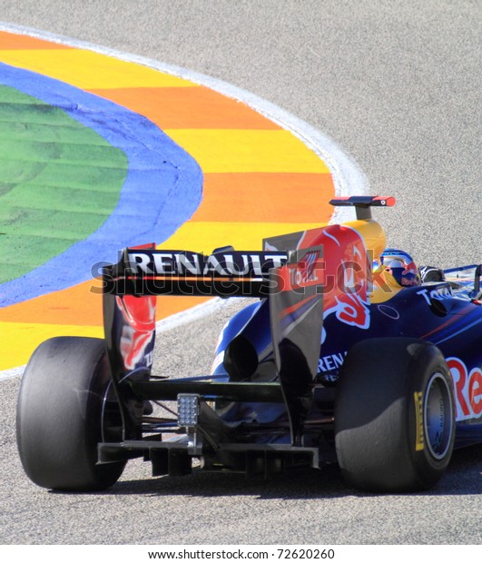 CHESTE,\
SPAIN - FEBRUARY 1: Formula 1 in Cheste (Spain) - Red Bull F1 Team\
driver Sebastian Vettel in 2011 first official training day on\
February 1, 2011 in Cheste (Valencia),\
Spain