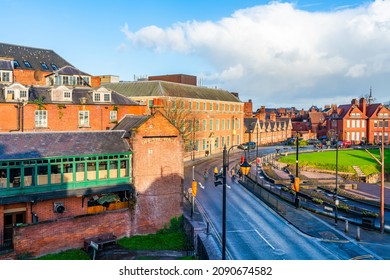 CHESTER, CHESHIRE, UK - DECEMBER 06, 2021: Street View Of Historic County Town Of Chester, A Walled Cathedral City In Cheshire, England, On The River Dee, Close To The Border With Wales.