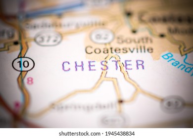 Chester. Pennsylvania. USA On A Geography Map