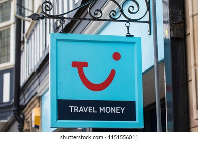 Chester, UK - August 1st 2018: A Sign Above The Entrance To A TUI Travel Agents Shop In The City Of Chester, UK. 