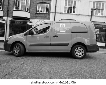 CHESTER, UK - CIRCA JUNE 2016: Royal Mail Car In Black And White