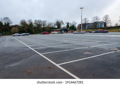 Chester; UK: Jan 29, 2021: The Little Roodee Car, Coach And Lorry Park Is Very Quiet On A Damp Friday Afternoon During Lockdown Due To The Pandemic Corona Virus.