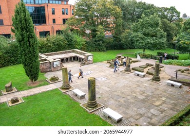 Chester, UK - October 9 2021: Chester Roman Garden Ruins, Cheshire, England