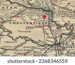Chesterfield County, Virginia vintage map marked by a red tack.