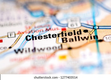 Chesterfield. Missouri. USA On A Geography Map