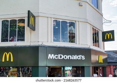 Chesterfield, UK- May 14, 2022: McDonald's  in downtown Chesterfield England