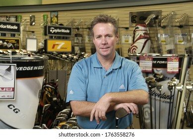 CHESTERFIELD, UNITED STATES - Jan 30, 2009: A Golf Pro With Clubs And Accessories In A Pro Shop In Missouri