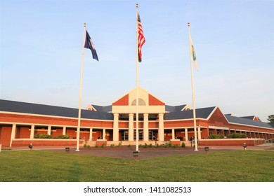 Chesterfield, Virginia / U.S.A. - May 25, 2019: Modern courthouse in Chesterfield County, Virginia was built in 1989 and houses the General District and Circuit Courts for the county.