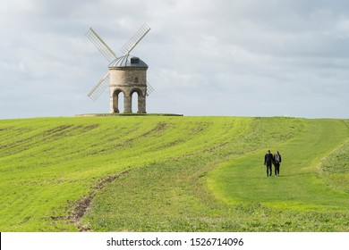 Chesterton, Warwickshire/England UK - 10.09.2019:A Couple Walking Away From Chesterton Windmill On A Sunny Day.