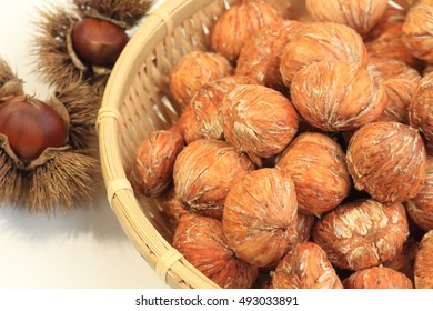 Chestnuts Peeled To Make A Boiled Astringent Skin Of Japan's Maroon Glace