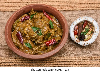 Chettinad Chicken Curry Is A Hot And Spicy Dish Tamil Nadu, South India. Gravy Prepared From Roast And Ground Indian Spices,coconut Or Garam Masala For Meat / Non-vegetarian Recipe/ Cuisine.