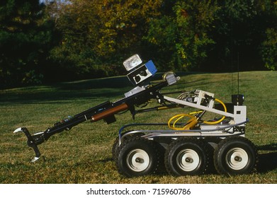 Cheverly, Maryland USA, 1994
Prince Georges County Maryland Bomb disposal robot that is part of the FIre Department bomb squad. 
