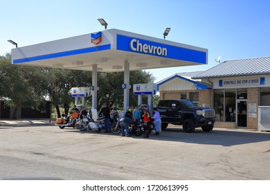 A Chevron Branded Gasoline Station.  Chevron Is A NYSE Publicly Traded Company With Stock Ticker CVX - Fredericksburg, Texas, USA - May, 2, 2020