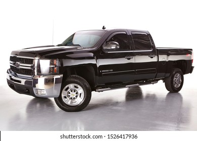 Chevy Truck, Isolated. Large Black Pickup Truck Isolated On White Silverado 2500HD Z71