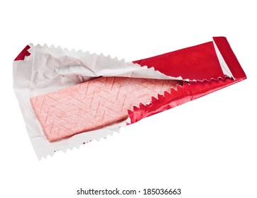  chewing gum is on the white background with paper 