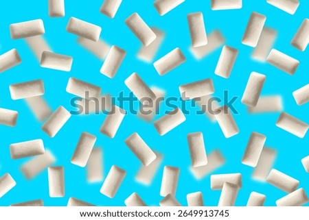 Chewing gum pads pattern, minimal spearmint sugar free mint gum pads wallpaper, creative levitate menthol bubblegum repetition isometric blue pattern