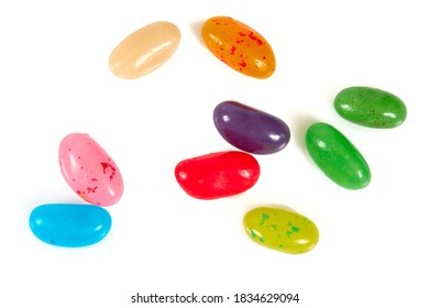chewy jelly  beans isolated on white background