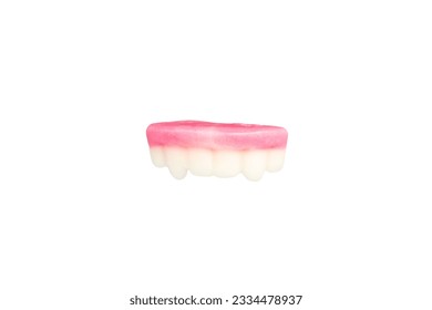 Chewy jelly teeth.
Teeth Shaped Jelly on a white background. 
Marmalade in form of teeth. - Powered by Shutterstock