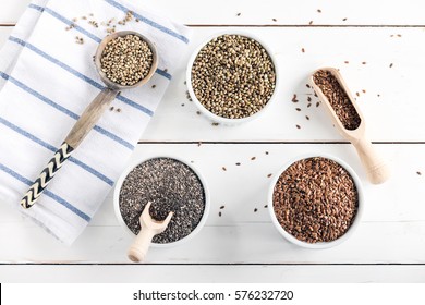 Chia, Hemp And Flax Seeds Super Food