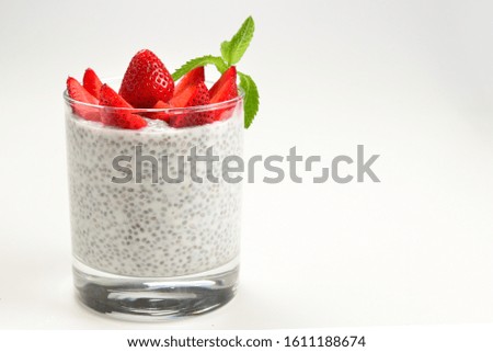 Similar – Chia yogurt with raspberries in a glass cup