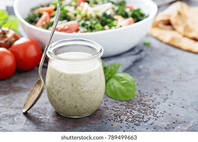 Chia Seed Healthy Ranch Salad Dressing In A Jar