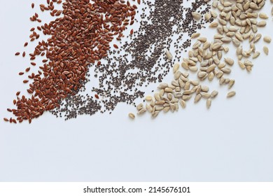 Chia Seeds. Flax Seeds. Sunflower Seeds. Super Food. Flat Layot