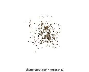 Chia Seeds Isolated On White Background. Top View.