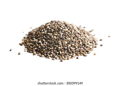 Chia Seeds On White Background