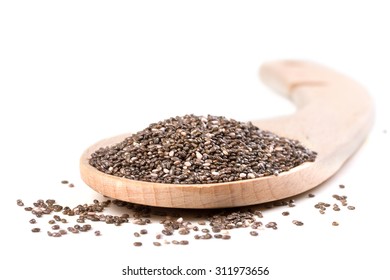 Chia Seeds On A White Background