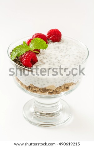 Similar – Chia-Joghurt mit Himbeeren im Glasbecher