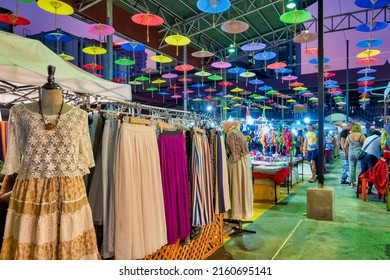 Chiang Mai, Thailand - 01 20 2020: Stalls In The Night Bazaar