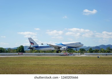 Chiang Mai Thailand 17/12/61 : Bangkok Airways With Airbus A319 Was Landed At Chiang Mai International Airport