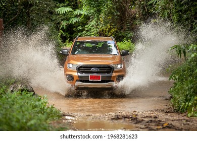chiang Mai Thailand, August 13 2018, Ford Thailand company to test the performance of the Ford Ranger in a harsh real road.