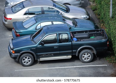 CHIANG MAI, THAILAND -DECEMBER 4 2016: Private Pickup Car, Ford Ranger.  On Parking Area, Chiangmai Business Area.