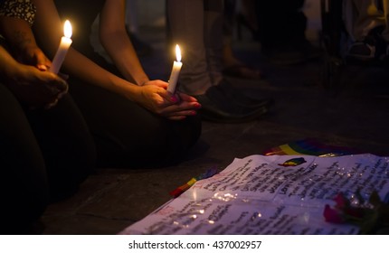 CHIANG MAI, THAILAND - JUNE 14: Memorial for Orlando shooting victims outside the United States Consulate in Chiang Mai, Thailand, 14 June 2016.