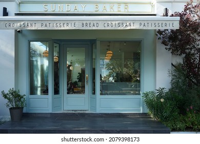 CHIANG MAI, THAILAND- NOVEMBER 22, 2021: Exterior Facade Design And Architecture At 'SUNDAY BAKER' Local Coffee Cafe And Bakery Shop 