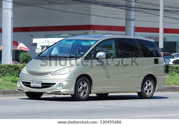 CHIANG MAI, THAILAND - OCTOBER  31  2016:\
Private Toyota Estima car. Family van with hybrid drive to large\
families. Photo at road no.121 about 8 km from downtown Chiangmai,\
thailand.