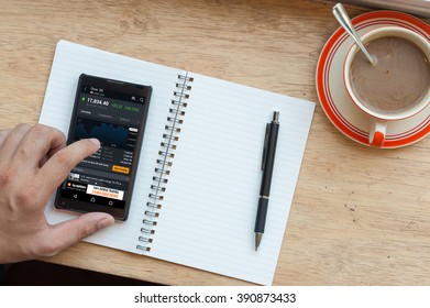 CHIANG MAI, THAILAND-MARCH 8,2016: Investing.com app showing on Android phone, Investing.com is a financial portal and internet brand that provide news, analysis about the global financial markets.