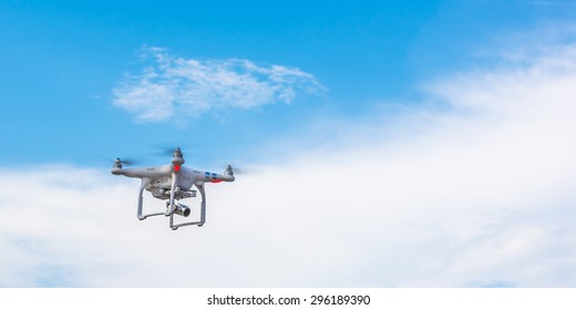 Chiang Mai,Thailand - July 11, 2015: Drone Quadrocopter Dji Phantom 3 Professional With High Resolution Digital Camera. Equipment  For Aerial Photo And Video.