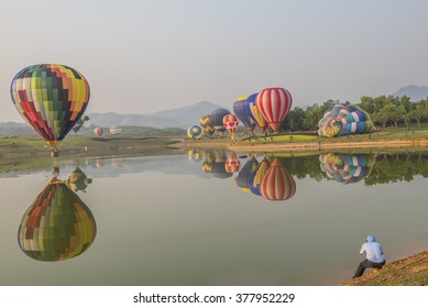 CHIANG RAI, THAILAND FEBRUARY 11, 2016:Singha Park Chiang Rai Balloon Fiesta 2016 will take place between February 10th and 14th at Singha Park .Chiang Rai province ,north Thailand.