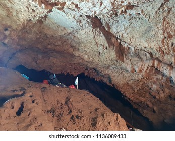 Chiang Rai ,Thailand - July 3, 2018 : Inside In Tham Luang Nang Non Cave Network In Northern, Mae Sai, During Involved The Rescue Event Of 13 Members Of A Junior Football Team 