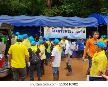 Chiang Rai ,Thailand - July 4, 2018 :  During Involved The Rescue Event Of 13 Members Of A Junior Football Team 