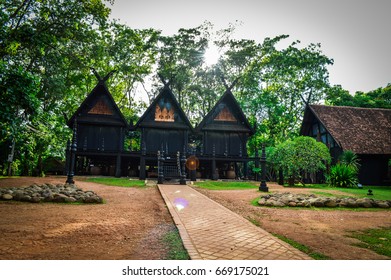 Chiang Rai, Thailand - June 23, 2017 :  The Twelve Galae Triplets Black House In Baandam Museum (Black House), Created And Designed By Thawan Duchanee.