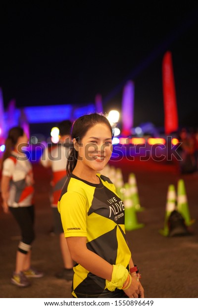 Chiang Rai THAILAND-11:2:2019:Night Run Half\
Marathon 2019 | PARTNER in Chiang Rai Thailand.People. Running at\
city. Street