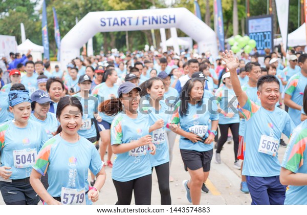 Chiang Rai THAILAND-7:7:2019: Running Umay+
Present Chiangrai 2019 21.1 IN Chiang Rai THAILAND .People. Running
at city. Streets.