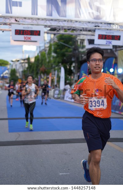 Chiang Rai THAILAND-7:7:2019: Running Umay+\
Present Chiangrai 2019 21.1 IN Chiang Rai THAILAND .People. Running\
at city. Streets.