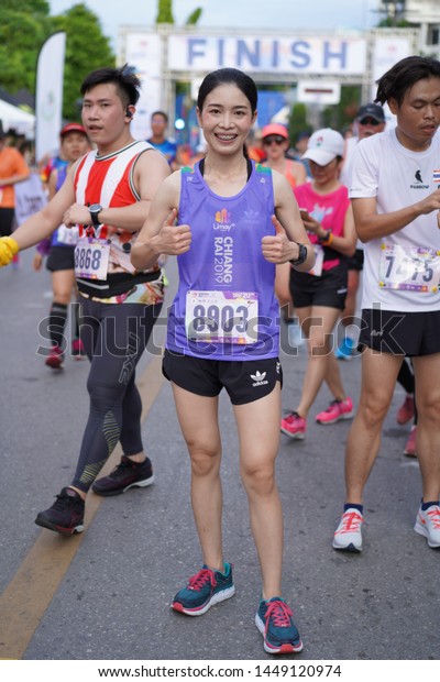 Chiang Rai THAILAND-7:7:2019: Running Umay+\
Present Chiangrai 2019 21.1 IN Chiang Rai THAILAND .People. Running\
at city. Streets.