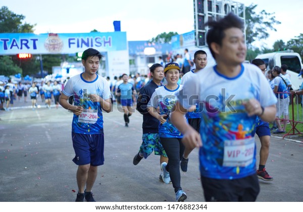 Chiang Rai THAILAND-8: 11: 2019: 111-year-old\
high school SWK MINIMARATHON 2019 IN Chiang Rai THAILAND .People.\
Running at city.\
Streets.