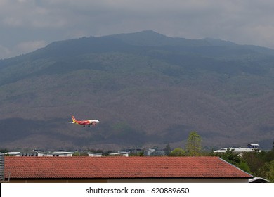 Chiangmai, Thailand - April 14th 2017:VietJet Air, Plane Landing